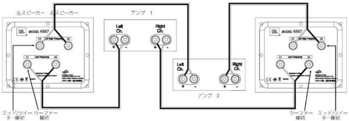 JBL 4367 - バイワイヤー接続(続き): - 1
