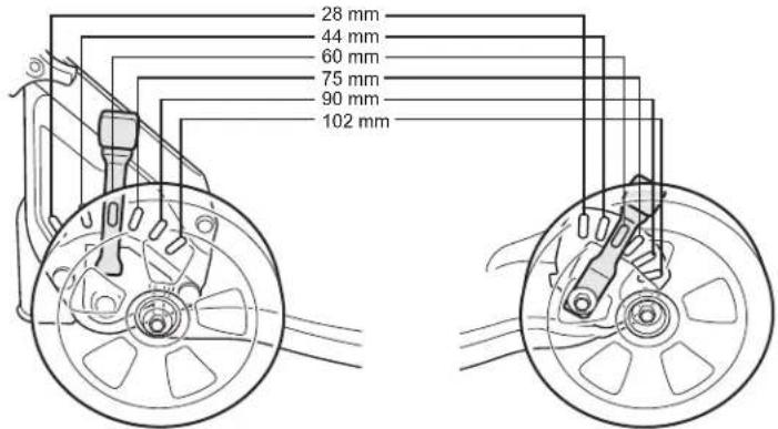 28 mm 44 mm 60 mm 75 mm 90 mm 102 mm