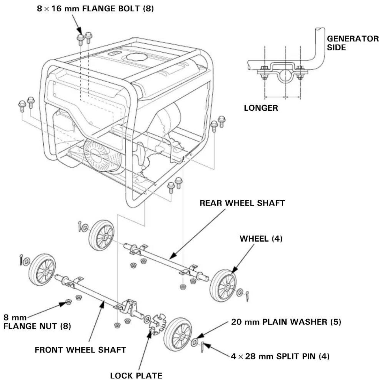 Honda EG4500CL - Four Wheel Kit Installation - 1