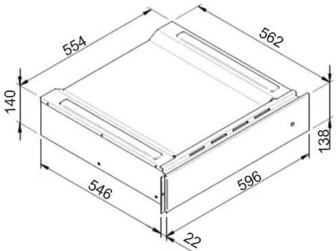 HAIER HWO15NWD6XB1 - WARMING DRAWER DIMENSION DIAGRAM 560 X 595 FOR 450 OVENS - 3