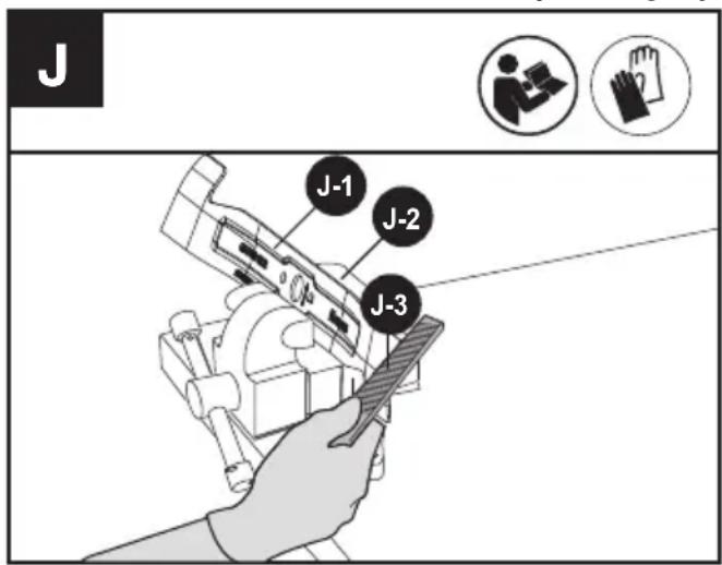 KRESS KG748.9 - TO SHARPEN BLADE IN A VISE (See Fig. J) - 1