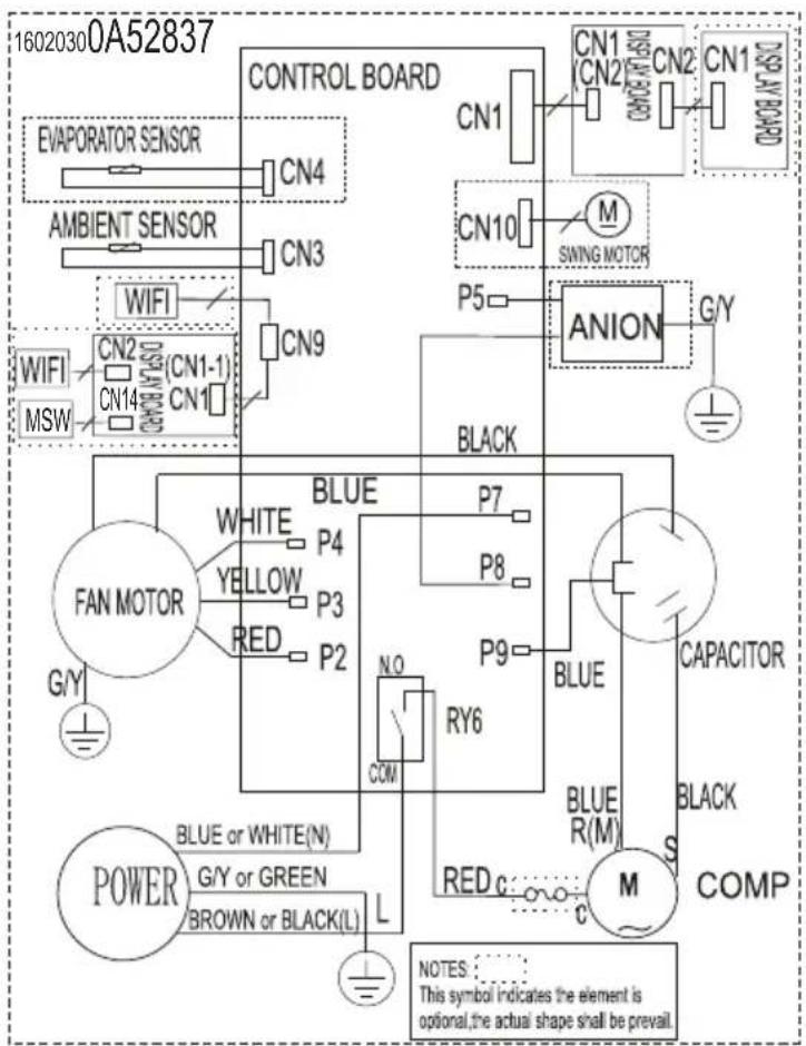 FRIGIDAIRE FHWC054TE1 - Diagramme de câblage - 1