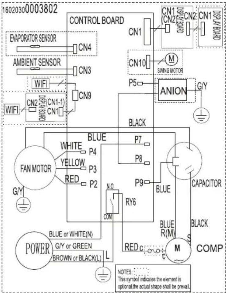 FRIGIDAIRE FHWC083TC1 - Diagramme de câblage - 1