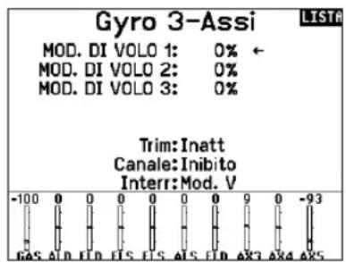 SPEKTRUM NX20 - Menu dei giroscopi - 1