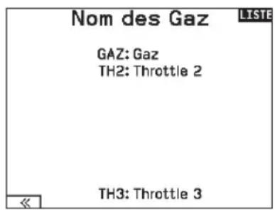 SPEKTRUM NX20 - Pour changer le nom des gaz: - 3
