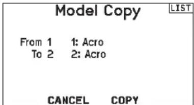 SPEKTRUM NX20 - To copy model programming: - 1