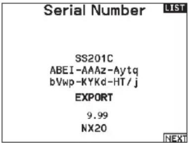 SPEKTRUM NX20 - Serial Number - 1