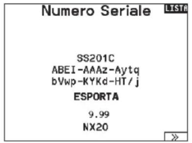 SPEKTRUM NX20 - Numero di série - 1