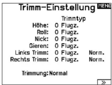 SPEKTRUM NX20 - Trimmungseinstellung (Funktionliste) - 1