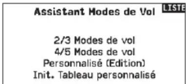 SPEKTRUM NX20 - Tableau des modes de vol - 1