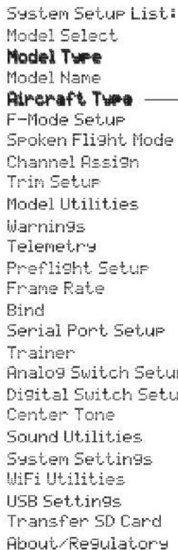SPEKTRUM NX20 - MODEL TYPE PROGRAMMING GUIDE - 2