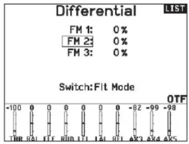 SPEKTRUM NX20 - To use the Differential System: - 1