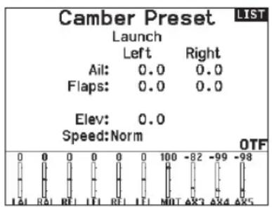 SPEKTRUM NX20 - Camber Preset (Function List) - 1