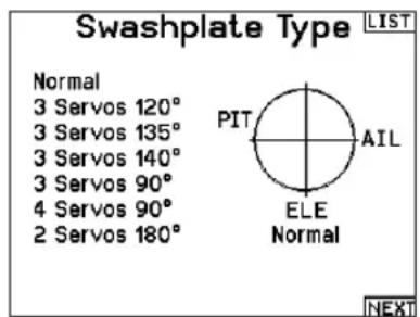SPEKTRUM NX20 - Swash Type (System Setup) - 1