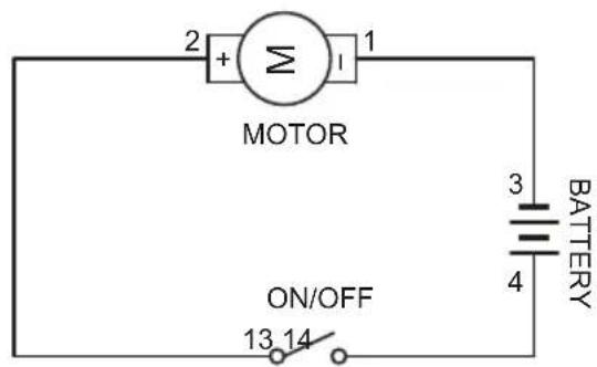 2 + Σ 1 MOTOR ON/OFF 13 14 3 BATTERY 4