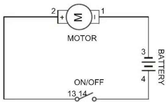 2 + Σ 1 MOTOR ON/OFF 13 14 3 BATTERY 4
