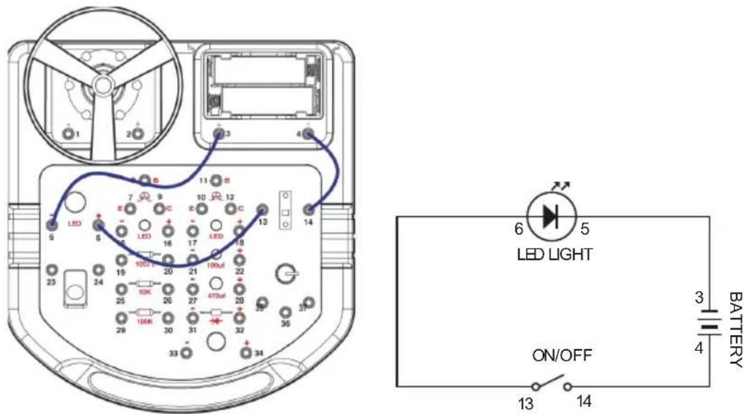 LED 6 5 LED LIGHT ON/OFF 13 14 BATTERY 3 4