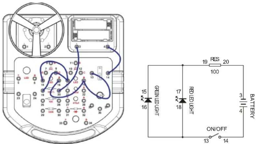 VELLEMAN KNS110 - EXPERIMENTO 4 - LED vermelho e verde - 1