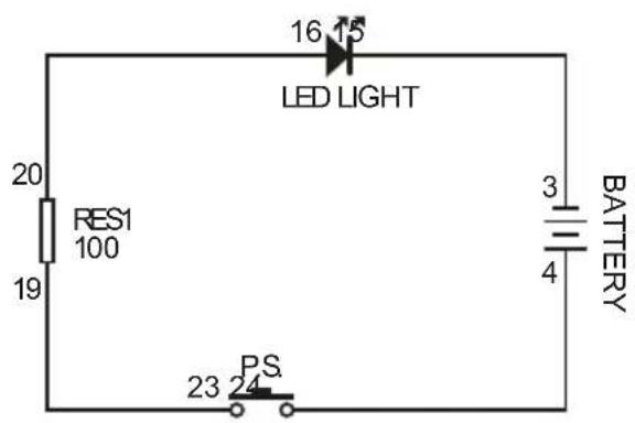 16 15 LED LIGHT 20 RES1 100 19 3 BATTERY 4 23 PS