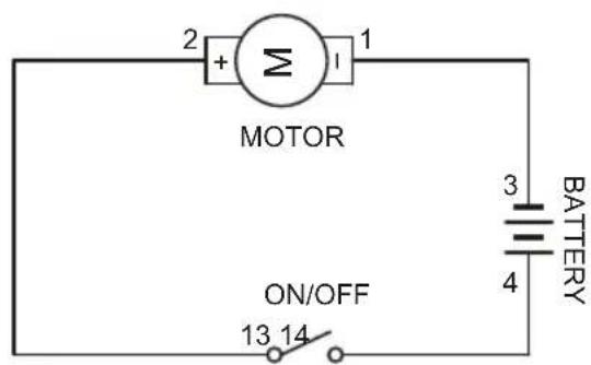 2 + Σ 1 MOTOR ON/OFF 13 14 3 BATTERY 4