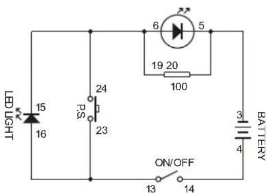 LED LIGHT 15 16 24 P.S 23 6 5 19 20 100 ON/OFF 13 14 3 4 BATTERY