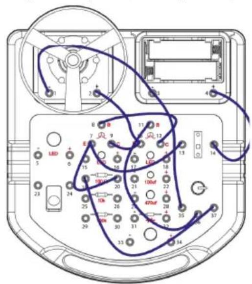 Technical diagram of an electronic device with labeled components and wiring connections