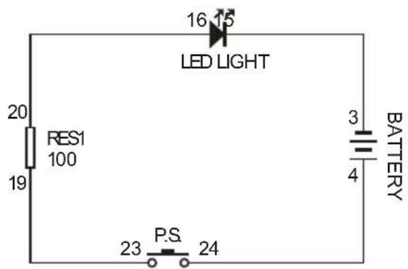 16 15 LED LIGHT 20 RES1 100 19 3 BATTERY 4 P.S 23 24