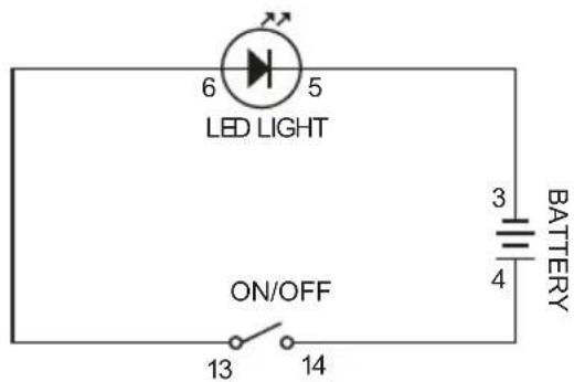 6 5 LED LIGHT ON/OFF 13 14 3 4 BATTERY