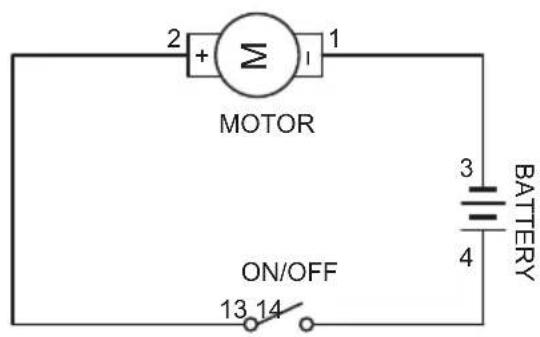 2 + Σ 1 MOTOR ON/OFF 13 14 3 BATTERY 4