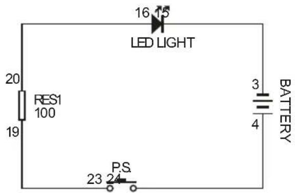 16 15 LED LIGHT 20 RES1 100 19 3 BATTERY 4 P.S. 23 24