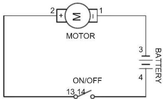 2 + Σ 1 MOTOR ON/OFF 13 14 3 BATTERY 4