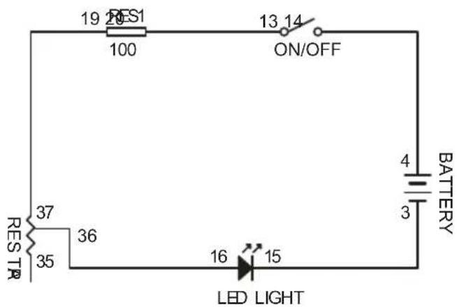 19 RES1 100 13 14 ON/OFF BATTERY 4 3 RES TR 37 36 35 16 15 LED LIGHT