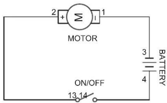 2 + Σ 1 MOTOR ON/OFF 13 14 3 BATTERY 4