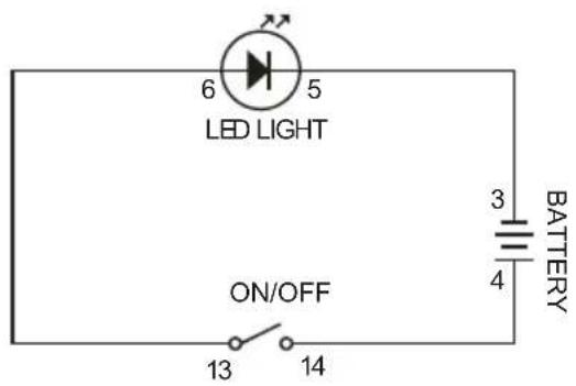 6 5 LED LIGHT ON/OFF 13 14 3 BATTERY 4