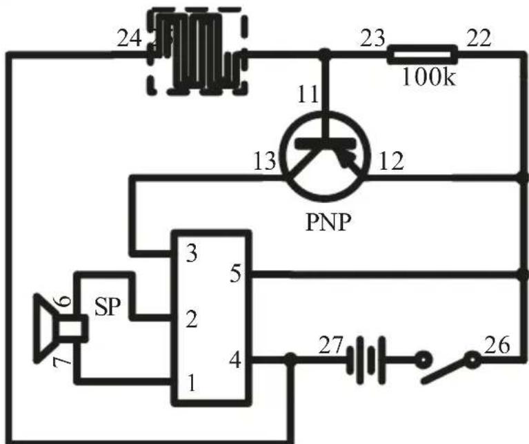 24 23 22 100k 11 13 12 PNP 6 SP 3 5 2 2 4 1 27 26