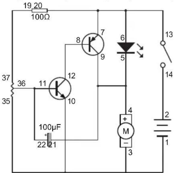 19 20 100Ω 37 36 11 12 35 10 100μF 22 21 8 7 9 6 5 4 + M - 3 13 14 2 1