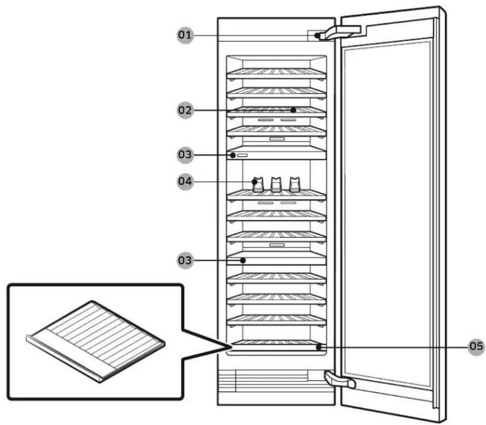 Dacor RAW24AMLHMS - Partes internas, almacenamiento y estantes - 1