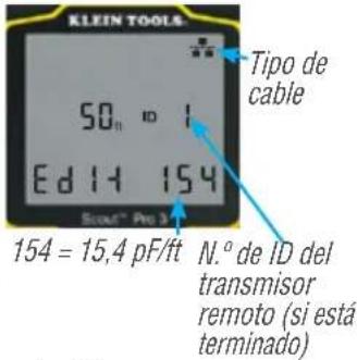 Klein Tools Scout 3 Pro - VISUALIZACIÓN/EDICIÓN DE LA CONSTANTE DE LONGITUD: - 1