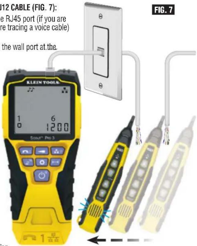 Klein Tools Scout 3 Pro - TONE TRACING ON INSTALLED COAX CABLE (FIG. 8): - 1