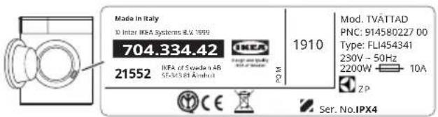 IKEA TVÄTTAD 404.889.80 - Vue d'ensemble de l'appareil - 3