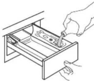 IKEA TVÄTTAD 404.889.80 - For liquid detergent: flap turned downwards. - 2