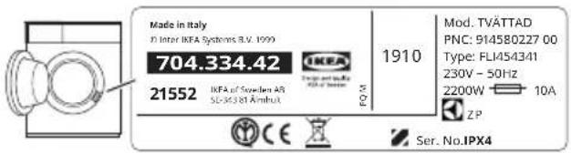 IKEA TVÄTTAD 404.889.80 - Descripción general del aparato - 3