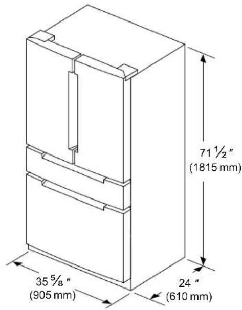 BOSCH B36CL81ENW - Installation dimensions Door opening angle - 1