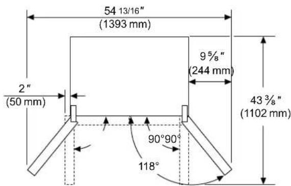 BOSCH B36CL81ENW - Installation dimensions Door opening angle - 3