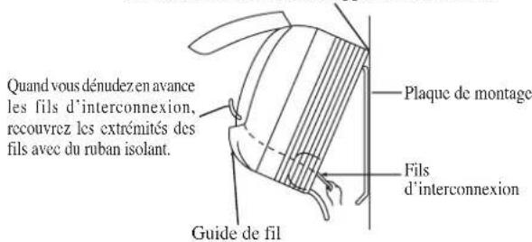 Quand vous dénudez en avance les fils d'interconnexion, recouvrez les extrémités des fils avec du ruban isolant. Guide de fil Plaque de montage Fils d'interconnexion