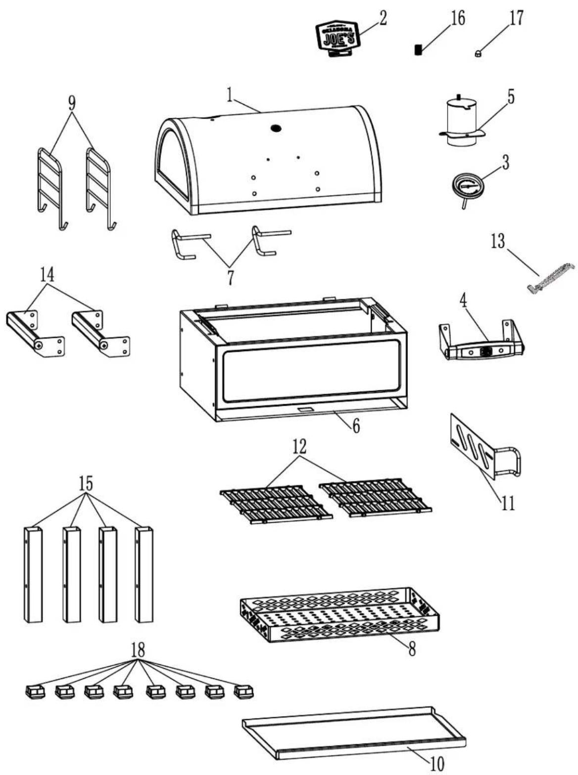 Oklahoma Joe 19402088 - PARTS DIAGRAM/ SCHÉMA DES PIÈCES / DIAGRAMA DE PIEZAS - 1