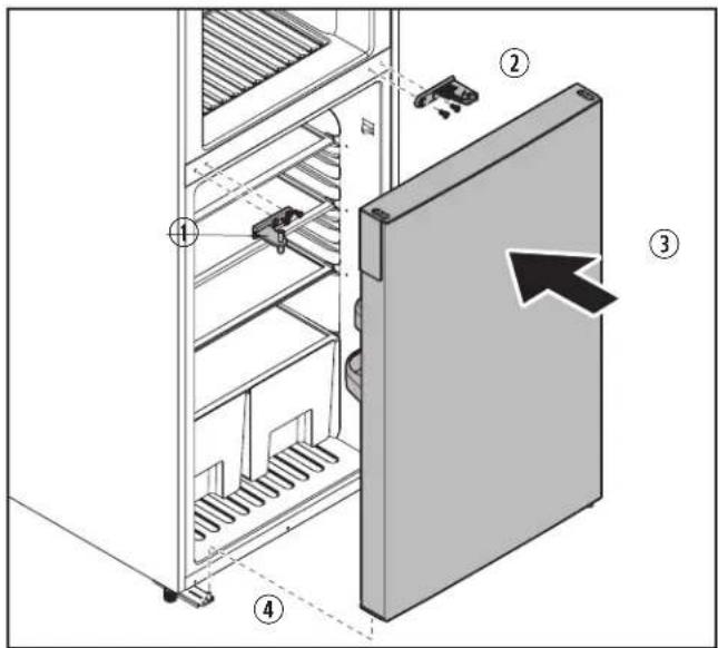 DOMETIC DMC4081 - Reinstalling the Fresh Food Door, Lock, and Middle Hinge - 1