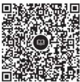 QR code with a central circular logo containing an open book symbol