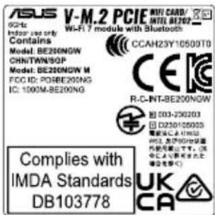 ASUS ROG STRIX Z790-F GAMING WIFI II - UKCA RF Output table (The Radio Equipment Regulations 2017) - 1