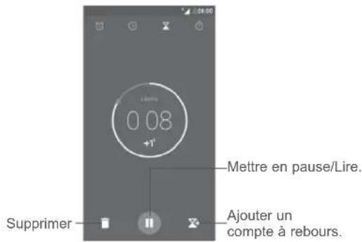 0.08 +1° Supprimer Mettre en pause/Lire. Ajouter un compte à rebours.